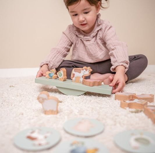Jeu d'équilibre en bois thème de la ferme