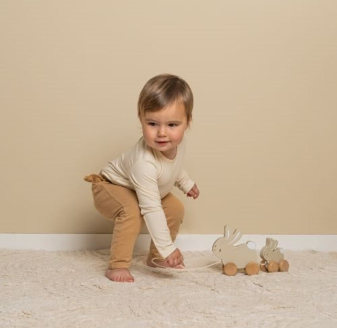 Lapin à tirer en bois