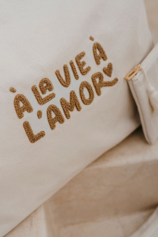 Sac Cabas XXL Maman – “À la vie à l'amor” – Grand Sac Fourre-Tout Résistant et Stylé