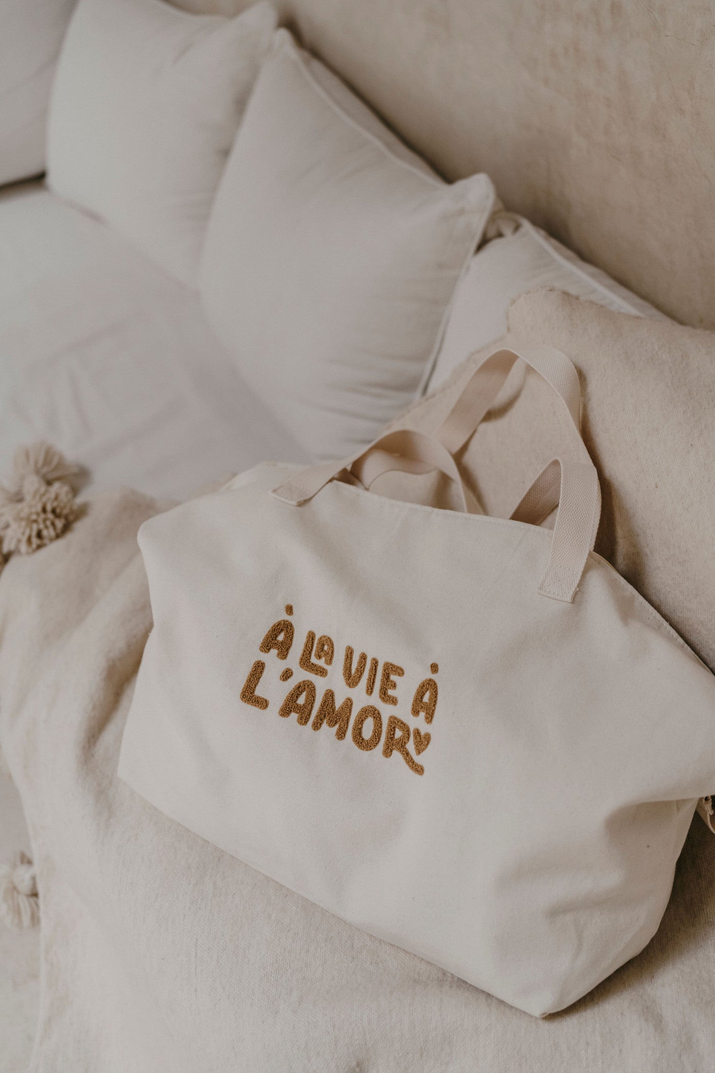 Sac Cabas XXL Maman – “À la vie à l'amor” – Grand Sac Fourre-Tout Résistant et Stylé